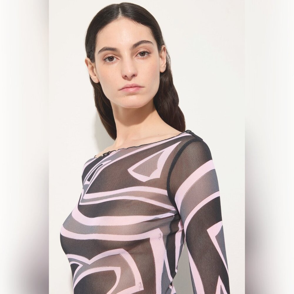 Emilio Pucci labirinto print tulle dress - black - Picture 4 of 14